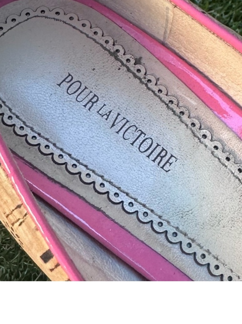 Pour La Victoire Pink Trim Cork Peep-Toe Platform Pumps - Picture 6 of 8